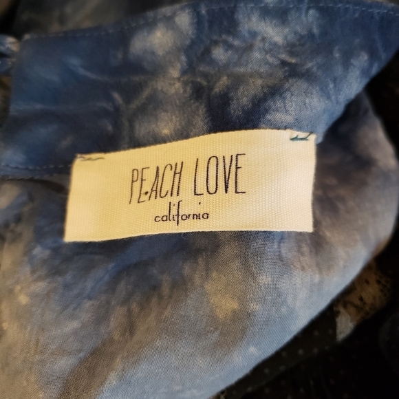 Peach Love California Dress Tie Dye Blue Shirt Dress Small Sleeveless Rayon - Picture 5 of 5
